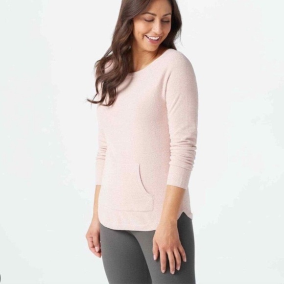BAREFOOT DREAMS / CozyChic Ultra Lite Sweater Pink Pockets Size 1X - Picture 1 of 12